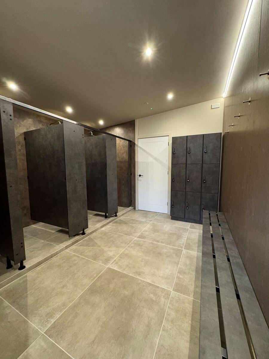 Changing room with lockers and benches
