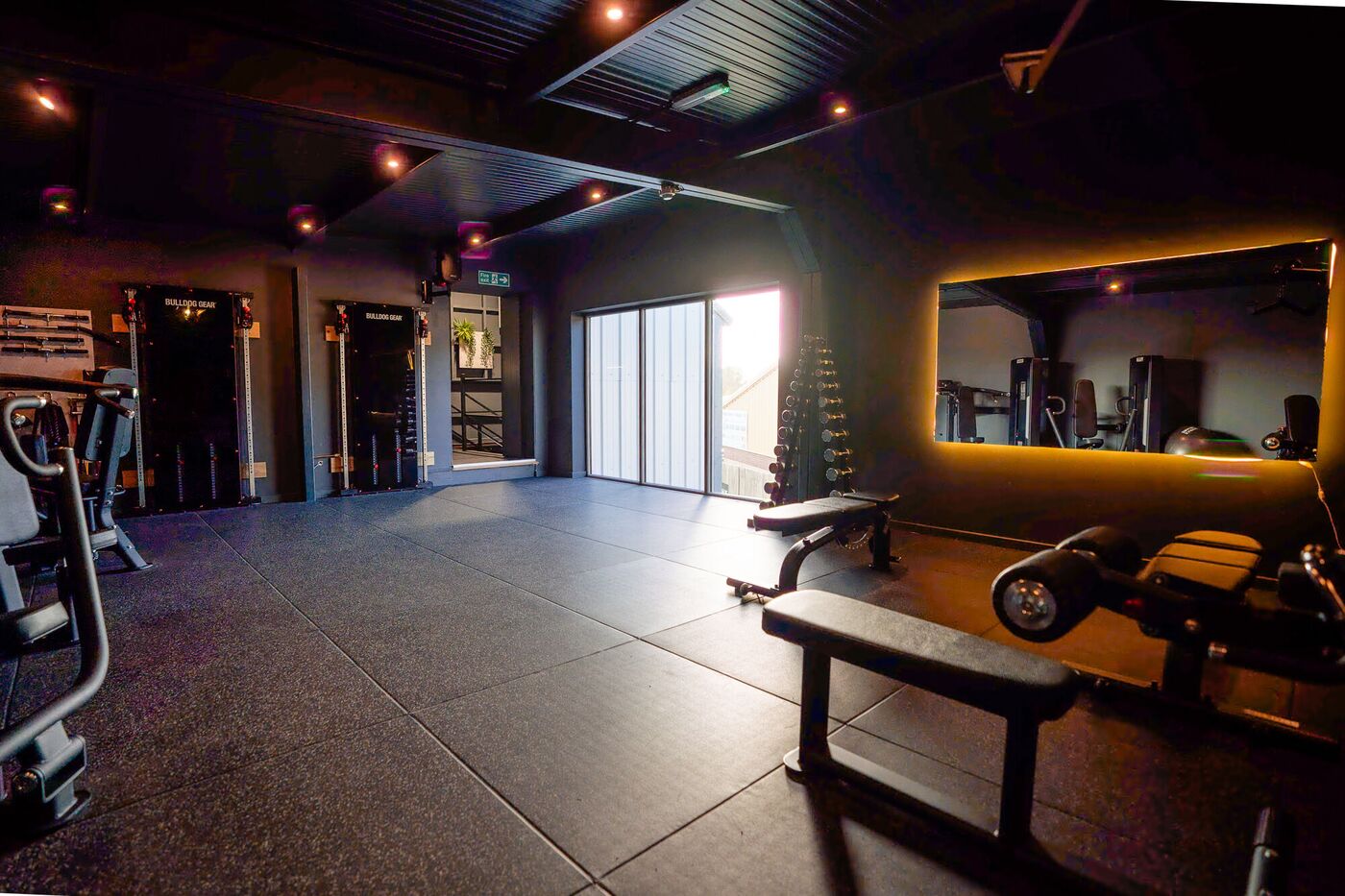 Foundation Zone benches and lit mirror