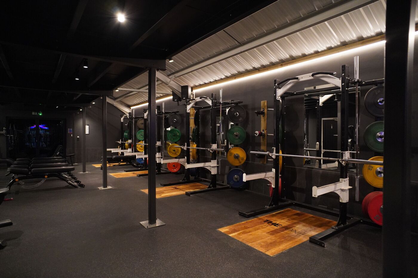 Squat racks and lifting platforms in the Strength Zone